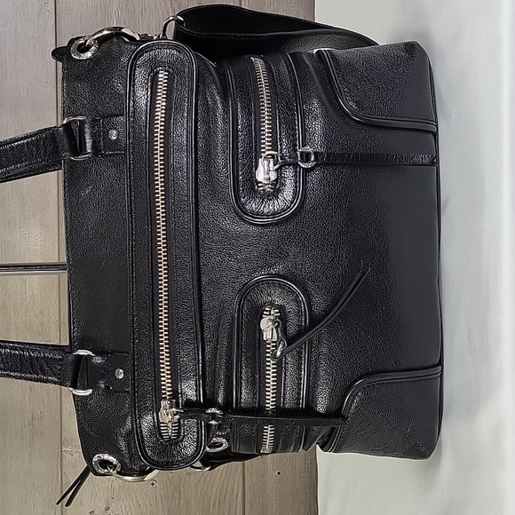 Brighton Morrison Black Leather Crossbody Shoulder Bag Tote Handbag Rare - Picture 2 of 13